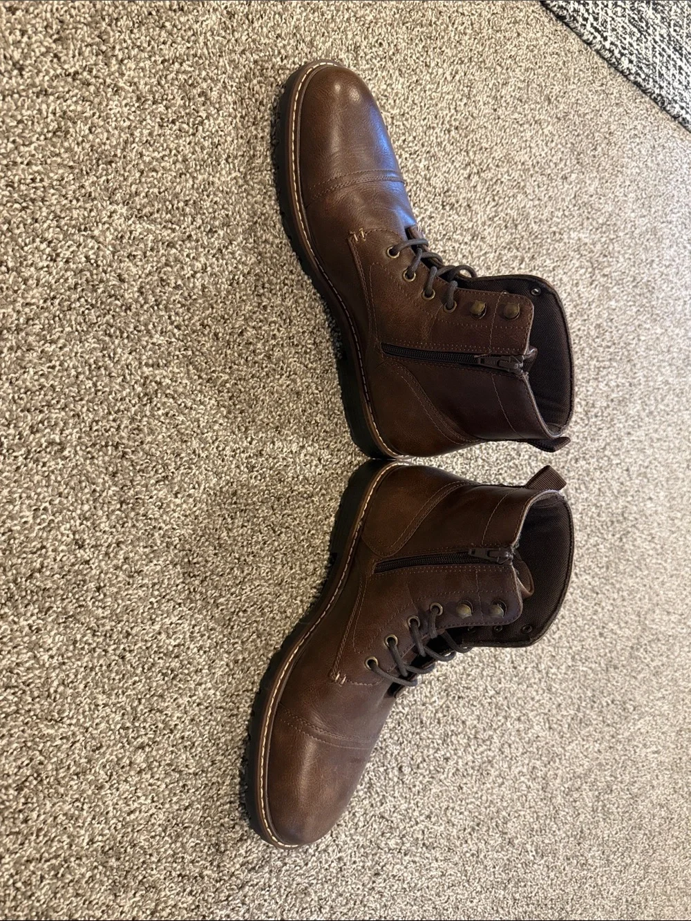 Men's Brown Leather Lace-Up Boots